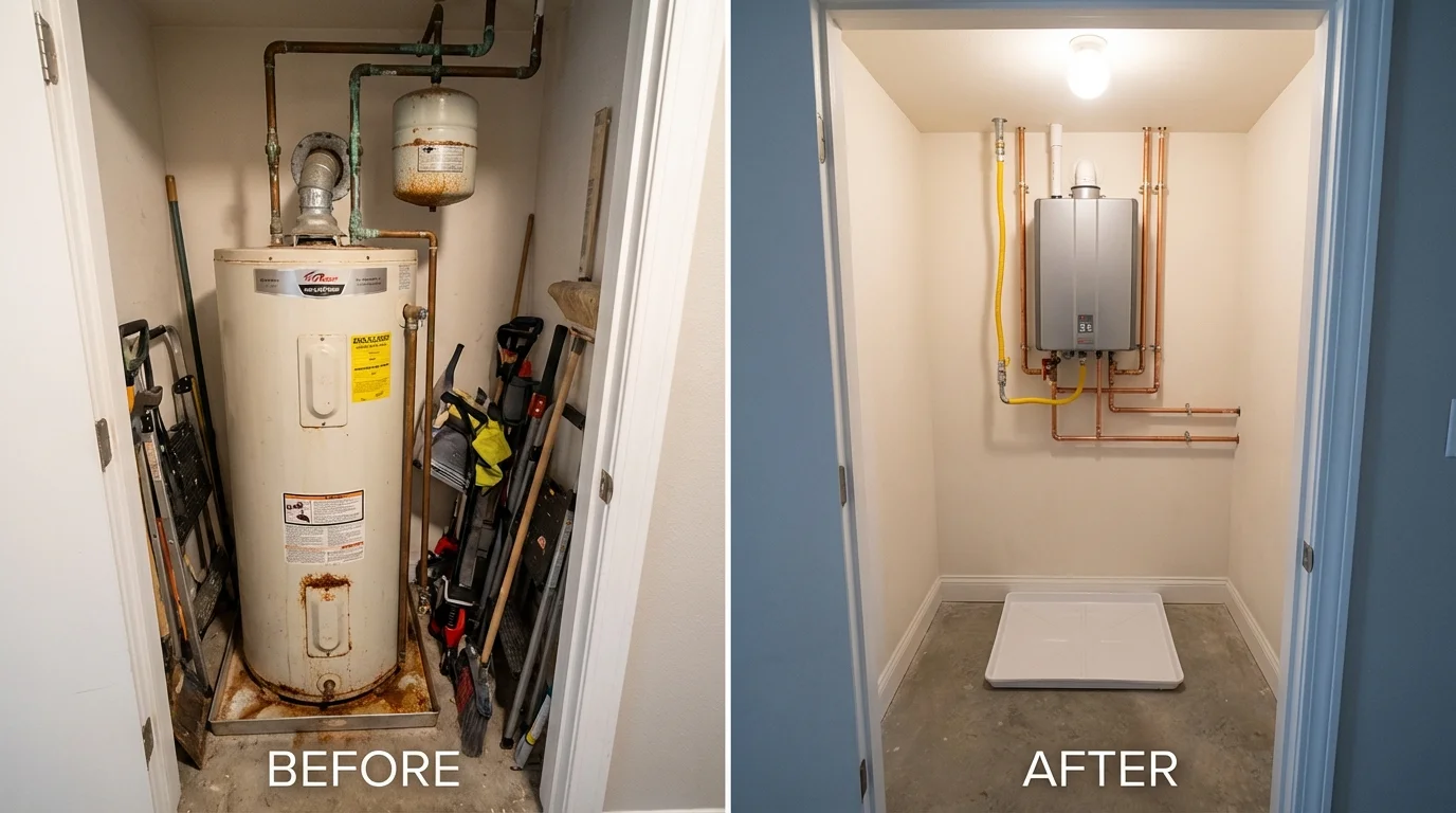 Tank water heater versus wall-mounted tankless unit comparison for Yuma, CO homeowners