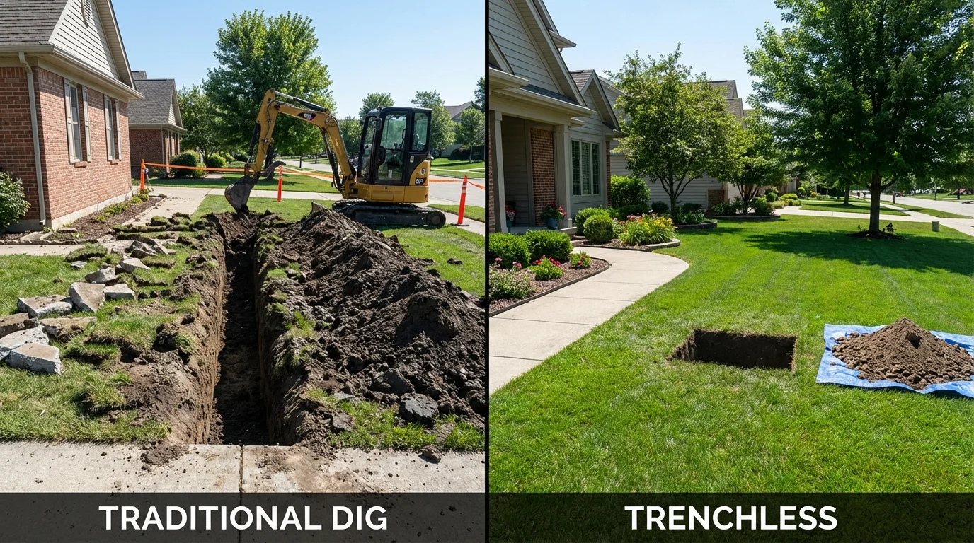 Trenchless sewer repair with minimal yard damage versus traditional excavation in Yuma, CO